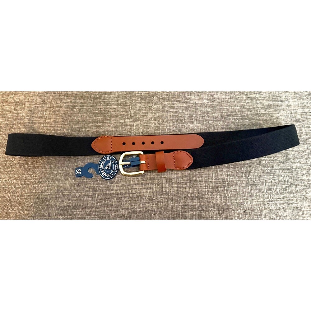 New Men's Leather Man LTD Black Stretch Belt Size 38